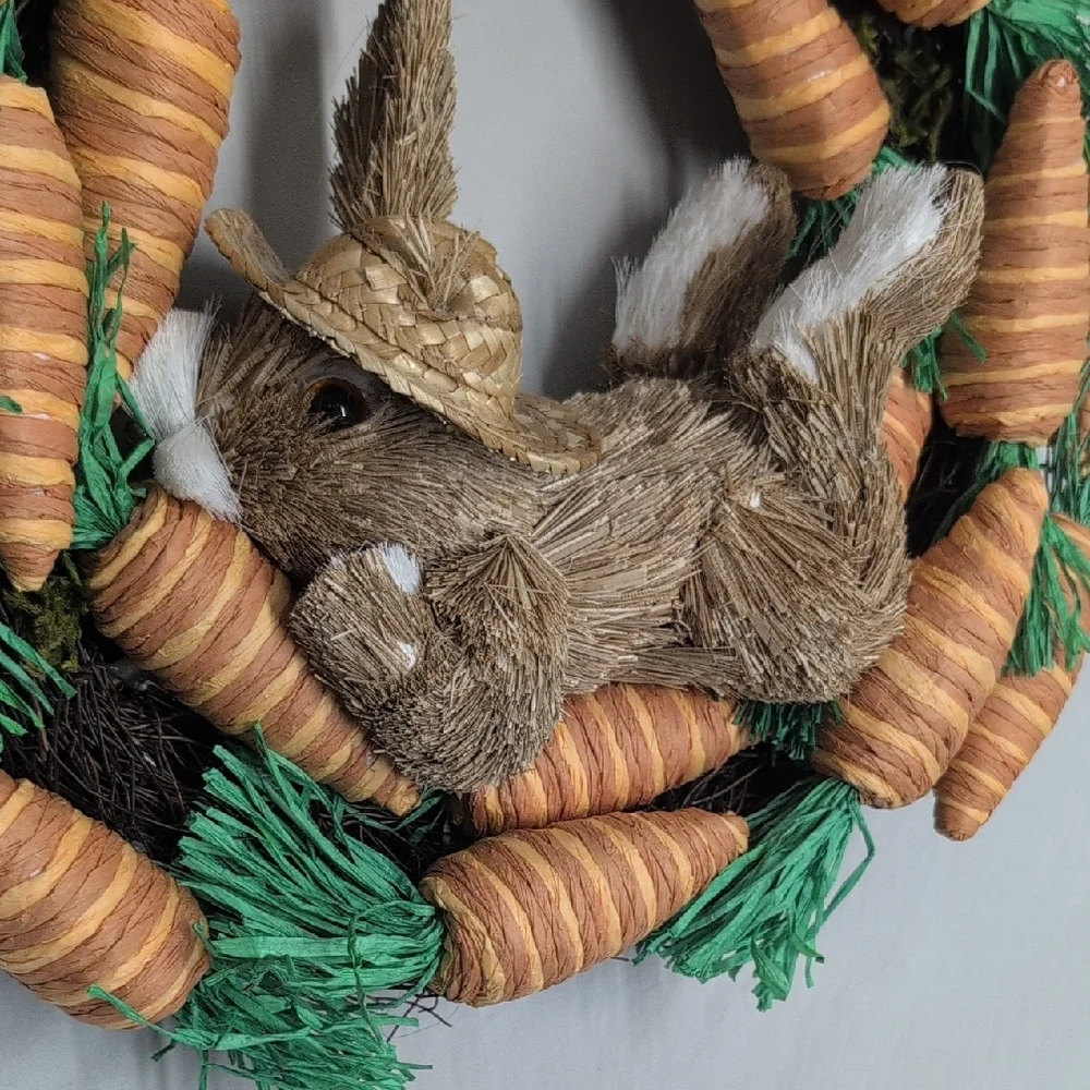Whimsical Carrot and Bunny Wreath